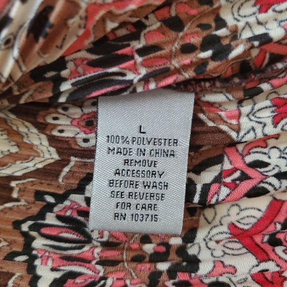 Signature By Larry Levine Crinkle Ruched 3/4 Bell Sleeve Vintage Blouse Sz Large - Picture 14 of 14